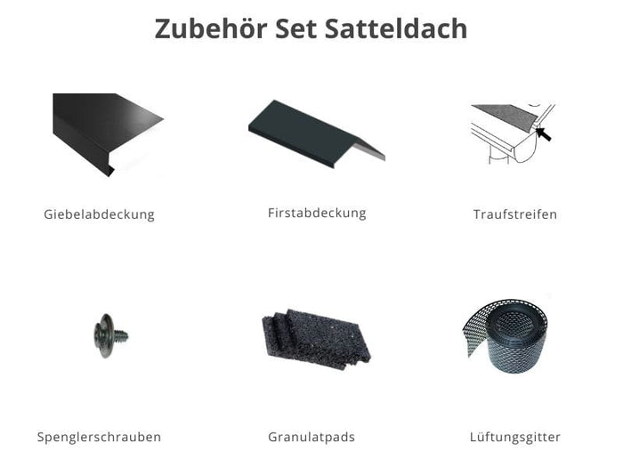 Zubehör Set für Karibu Theres 3 terragrau- 2 Dachbausbauelemente