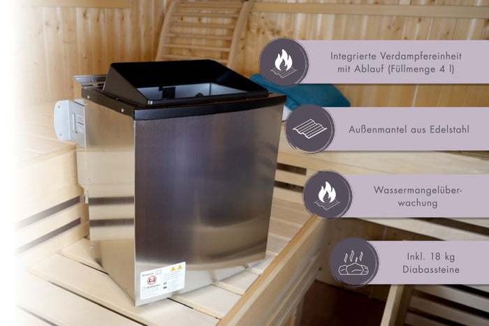 Karibu Bio-Kombiofen 9,0 kW externe WiFi Steuerung und Steine