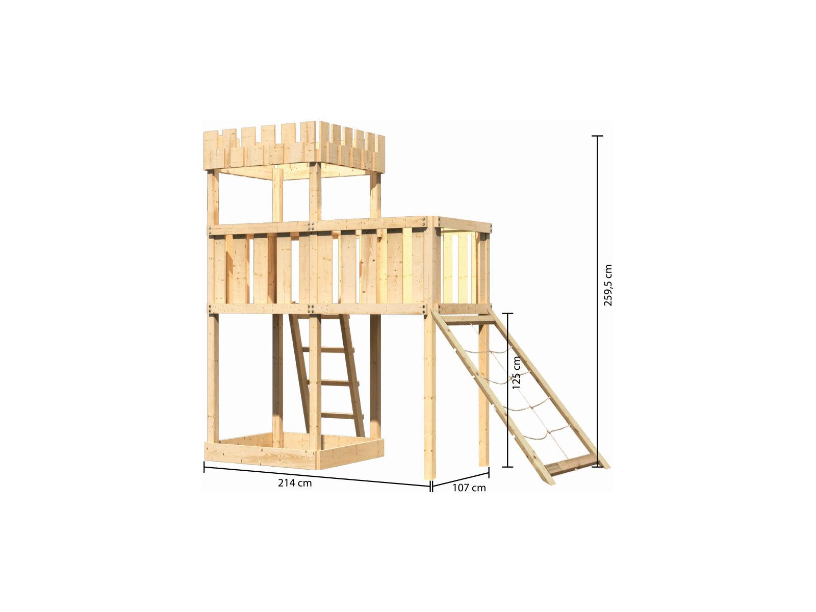 Karibu Ritterburg Löwenherz + Anbauplattform + Netzrampe