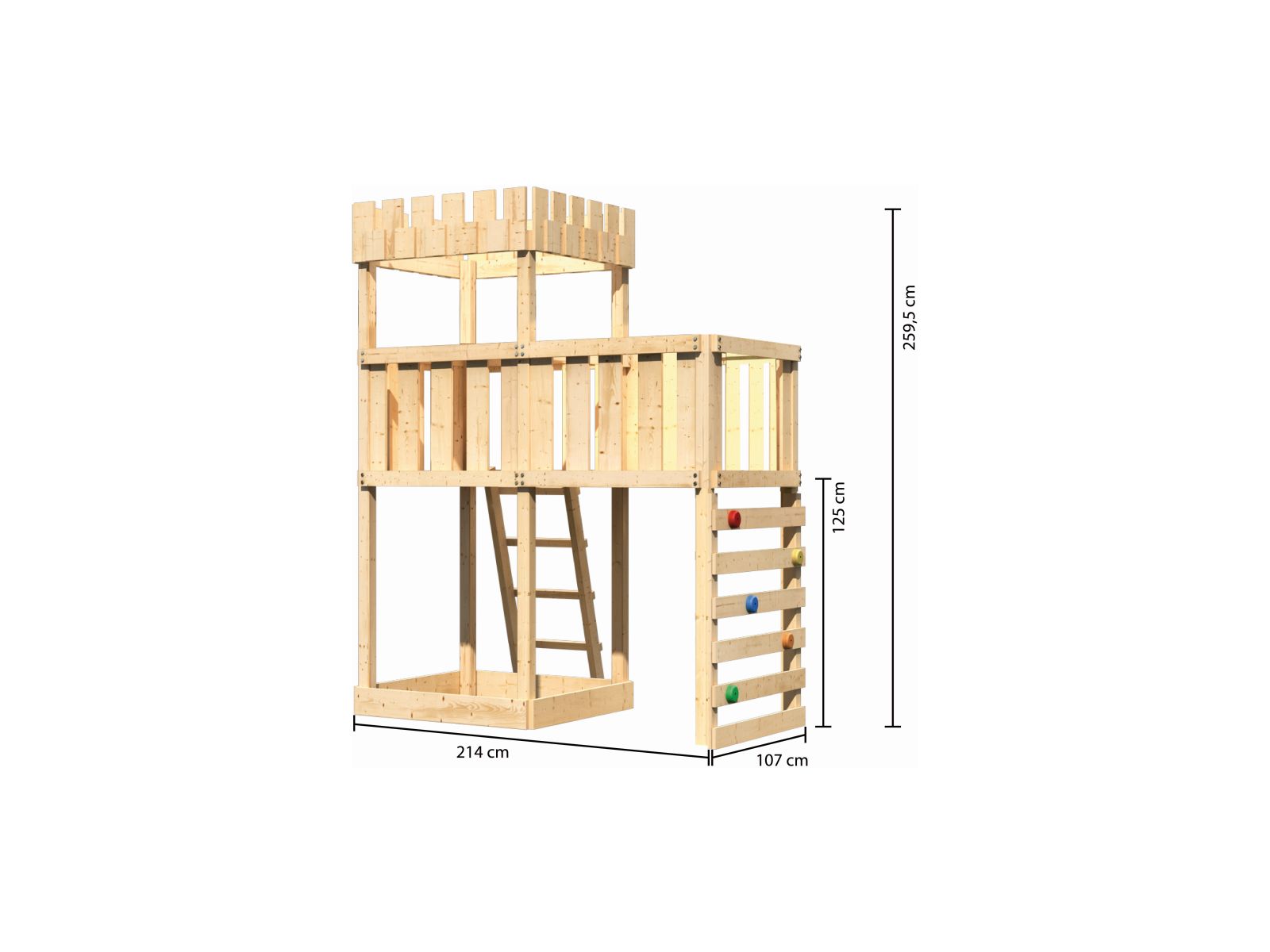 Karibu Ritterburg Löwenherz + Anbauplattform + Kletterwand