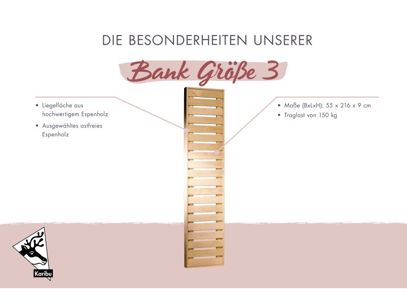 Karibu Sauna Bank Größe 3