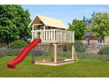 Karibu Stelzenhaus Fidel terragrau + Rutsche rot