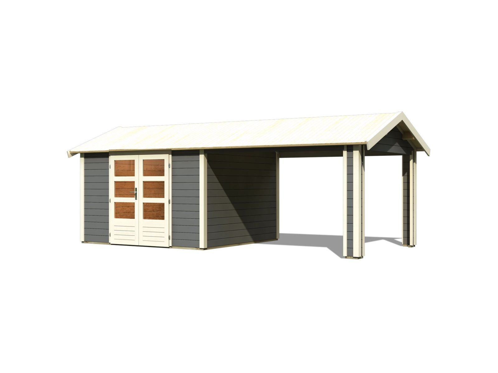 Karibu Gartenhaus Theres 7 terragrau- 1 Dachbausbauelement