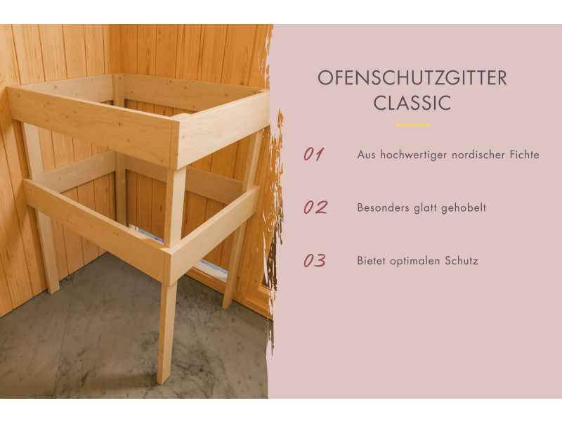 Karibu Saunahaus Monterey, natur, ohne Ofen, inkl. Séparée im Vorraum, 73 mm