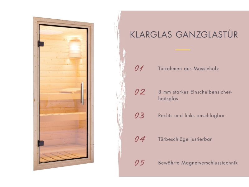 Karibu Saunahaus Monterey, schwarz, inkl. 9 kW Ofen ext. Steuerung, mit Séparée im Vorraum, 73 mm