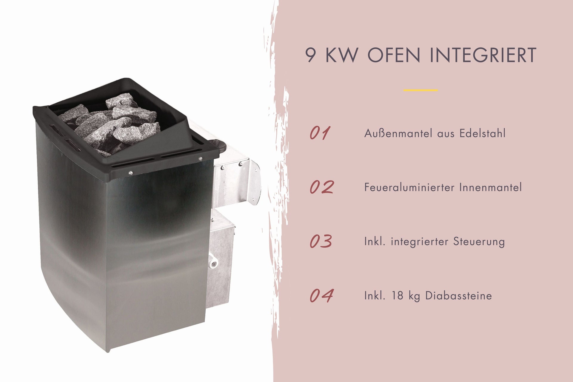 Karibu Sauna Yuma 38 mm, inkl. 9 kW Ofen integr. Steuerung