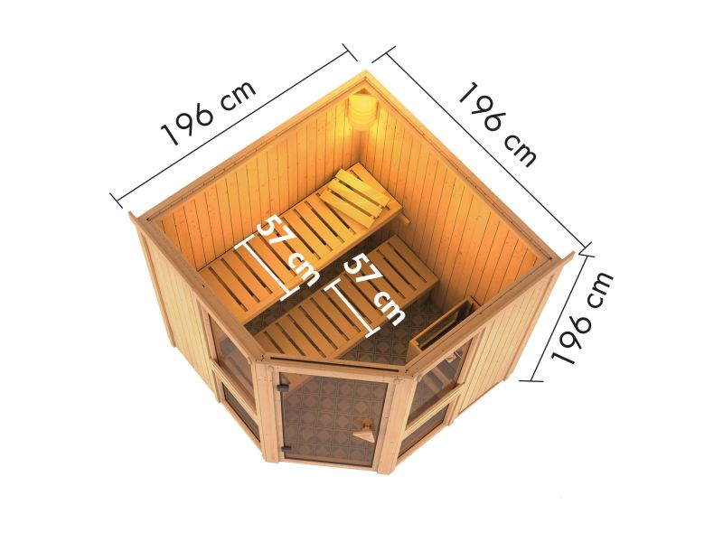 Amelia 2 - Karibu Sauna, inkl. 9 kW Ofen ext. Steuerung