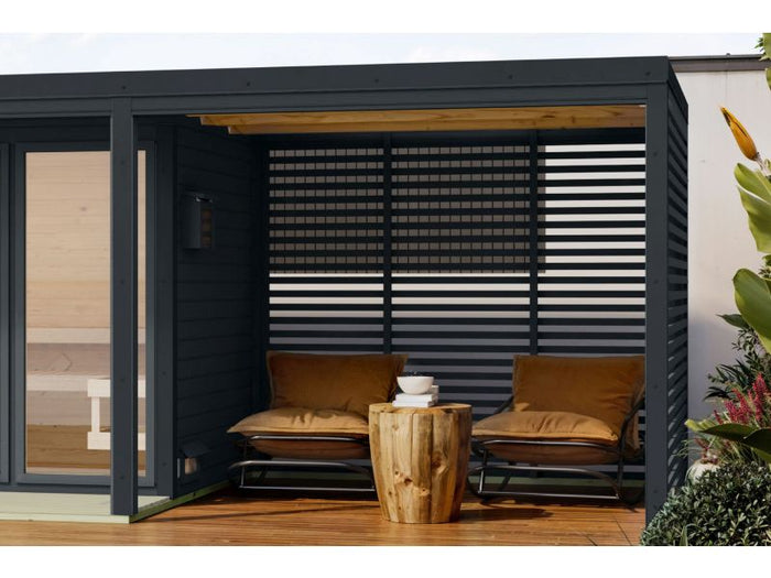 Gratis Karibu Anbaudach für Ares inkl. Lamellenwänden anthrazit/anthrazit