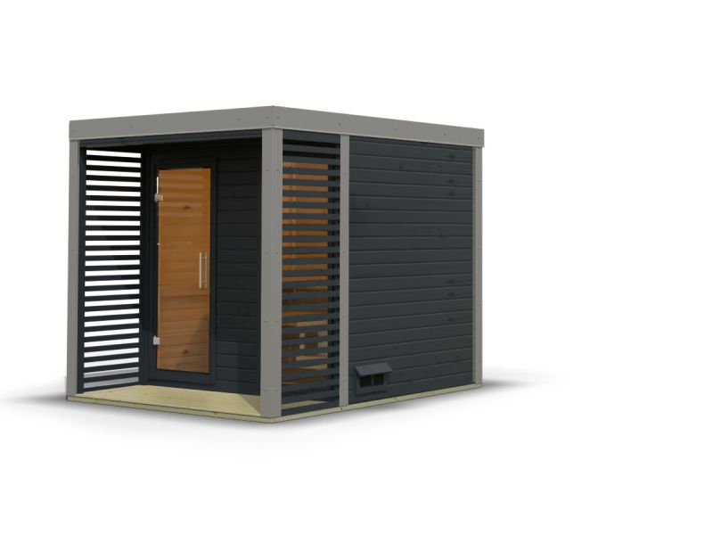 Karibu Hybrid Saunahaus Ares 2, anthrazit/graualuminium -ohne Ofen-
