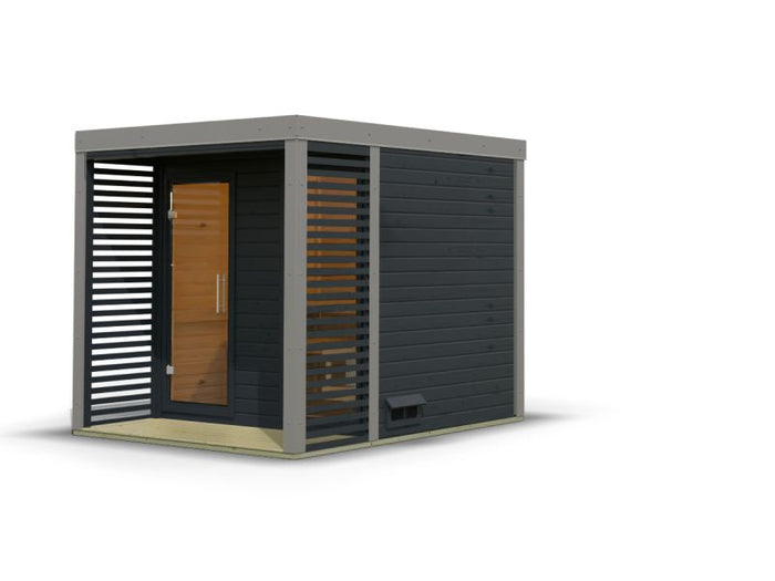Karibu Hybrid Saunahaus Ares 2, anthrazit/graualuminium -ohne Ofen-