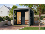 Karibu Hybrid Saunahaus Ares 2, anthrazit/graualuminium, inkl. 9 kW Ofen ext. Steuerung