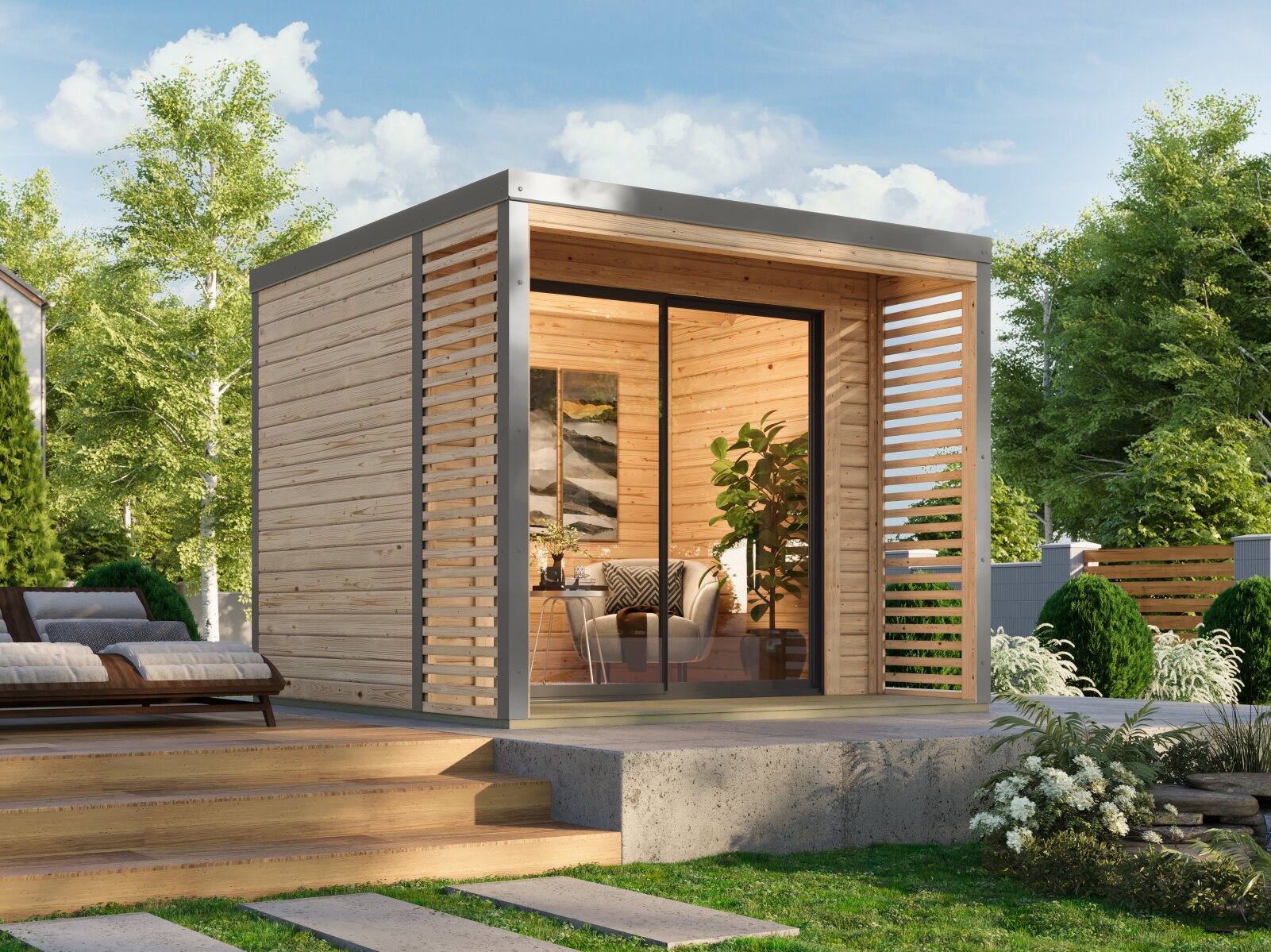 Karibu Hybrid Gartenhaus Saturn A | 38 mm | inkl. Terrasse ...