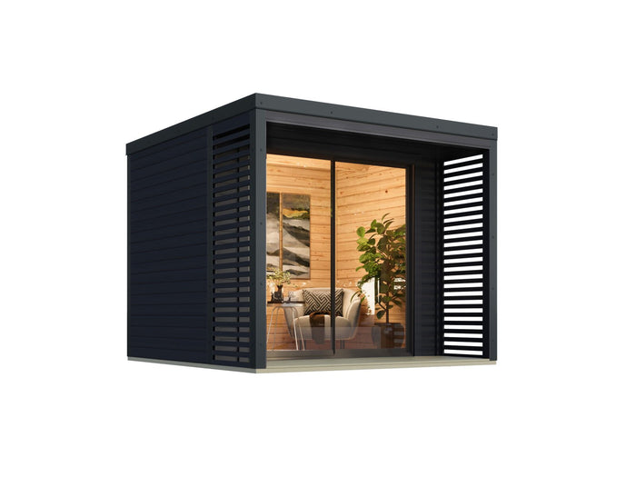 Karibu Hybrid Gartenhaus Saturn B, anthrazit/anthrazit, 38 mm, inkl. Fußboden