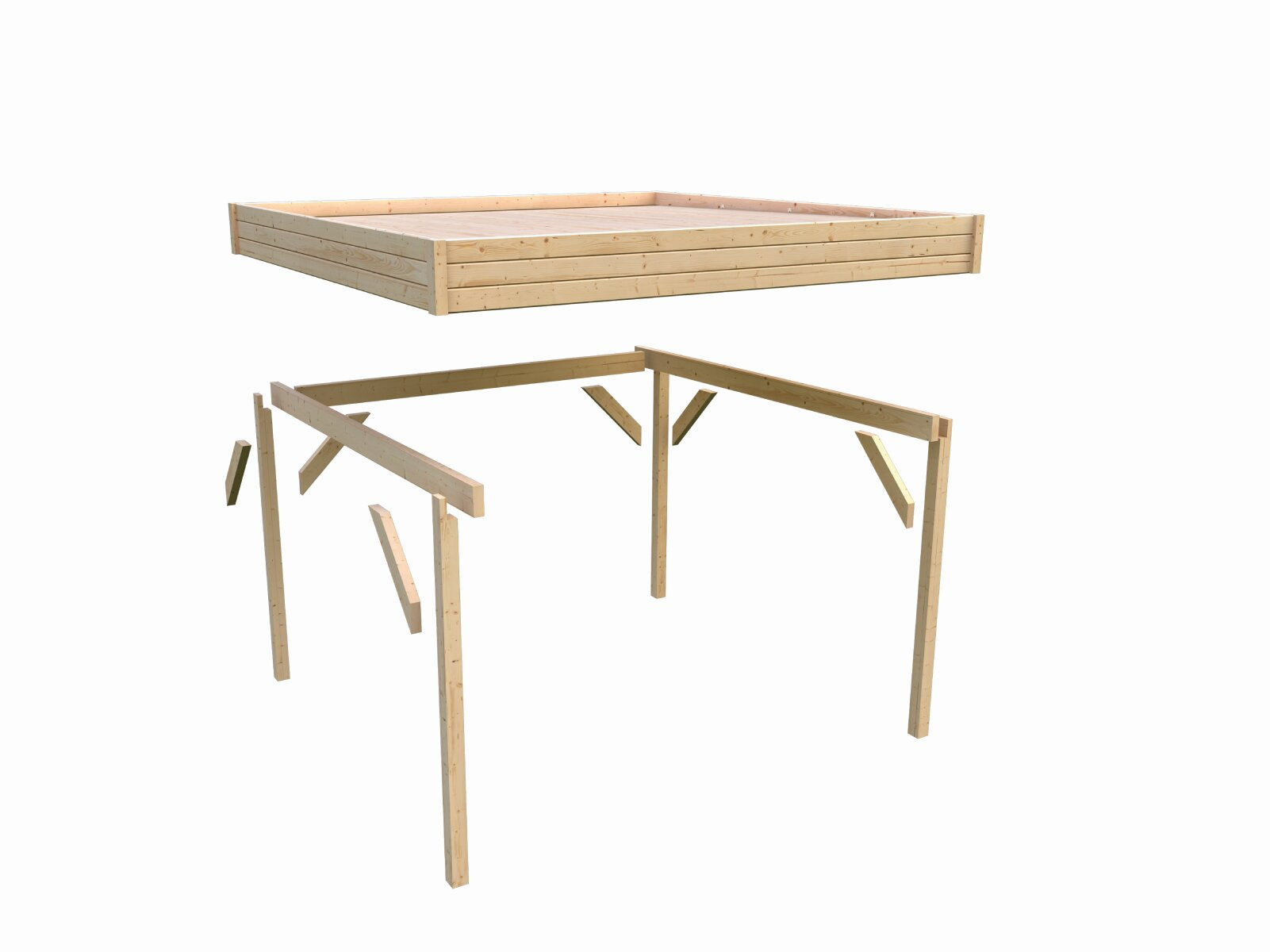 Karibu Pavillon Cubeco im Set mit 1 Verlängerung, natur