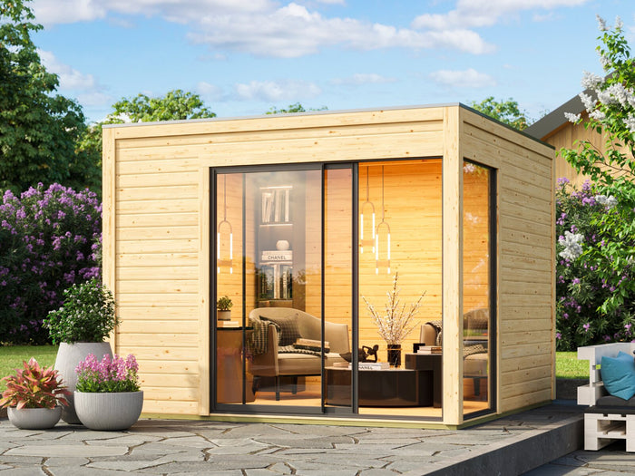 Karibu Studio Dice 1 natur, 38 mm, inkl. Fußboden und Schiebetür