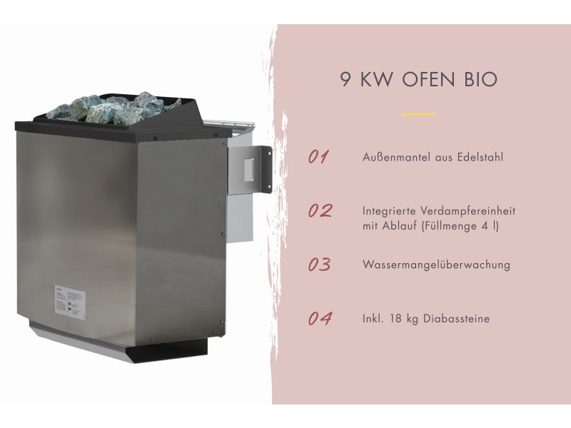 Karibu Bio-Kombiofen 9,0 kW Grundkörper und Steine