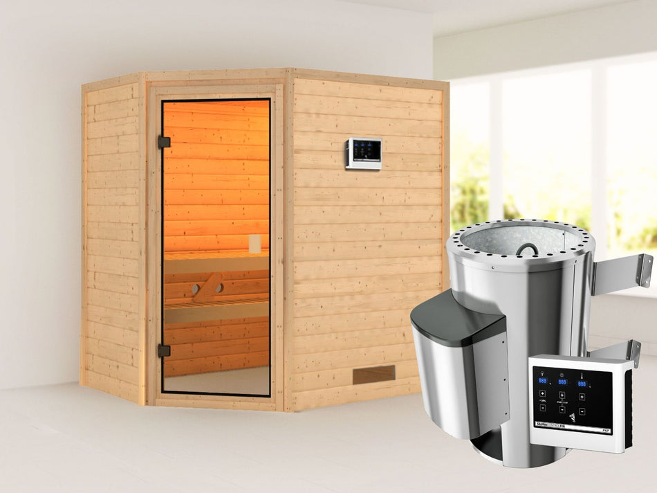 Karibu Sauna Jella mit 3,6 kW Ofen ext. Strg 38 mm