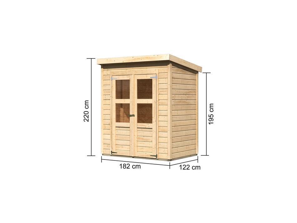 Karibu Gerätehaus Merseburg 2 natur 14 mm