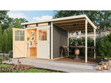 Karibu Gartenhaus Glücksburg 3 terragrau Sparset mit Schleppdach 19 mm
