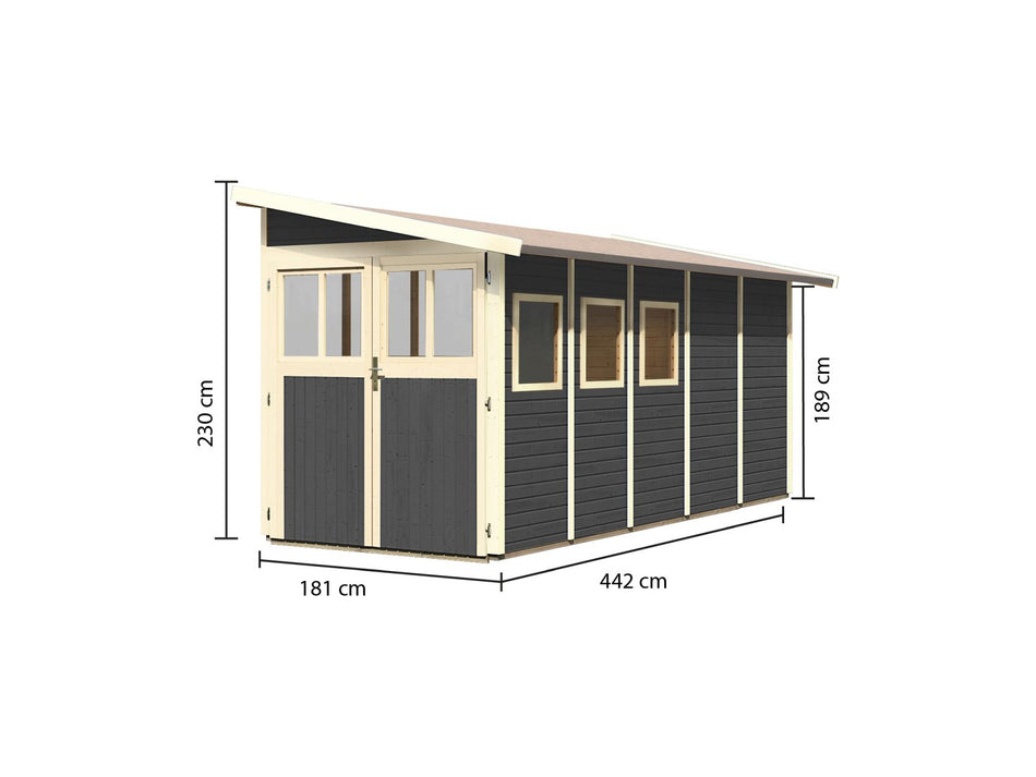 Karibu Gartenhaus Wandlitz 5 terragrau 19 mm