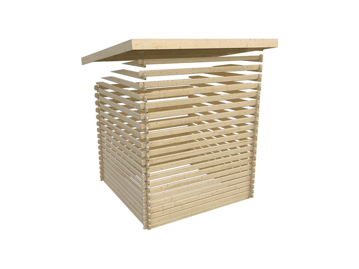 Karibu Gartenhaus Bastrup 4 mit Anbaudach 3 Meter natur
