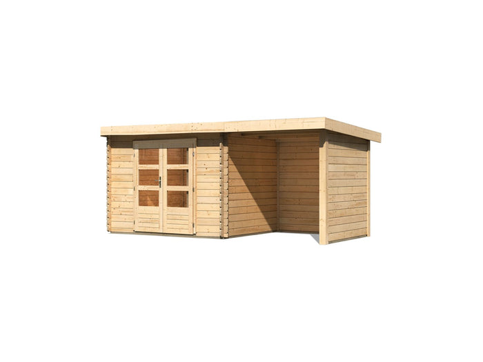 Karibu Gartenhaus Bastrup 3 mit Schleppdach 2 Meter Rück- und Seitenwand