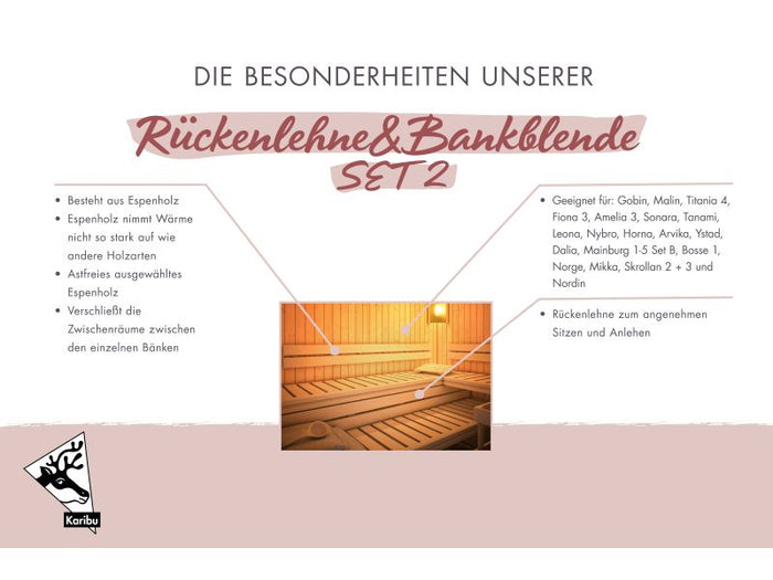 Karibu Sauna Rückenlehnen und Bankblenden Set 2 Premium