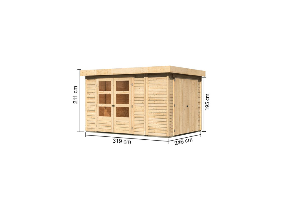Karibu Gartenhaus Retola 4 inkl. Anbauschrank