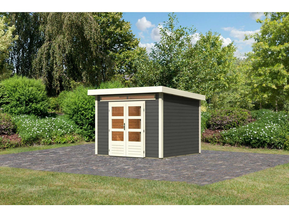 Karibu Gartenhaus Kandern 6 in terragrau 28 mm