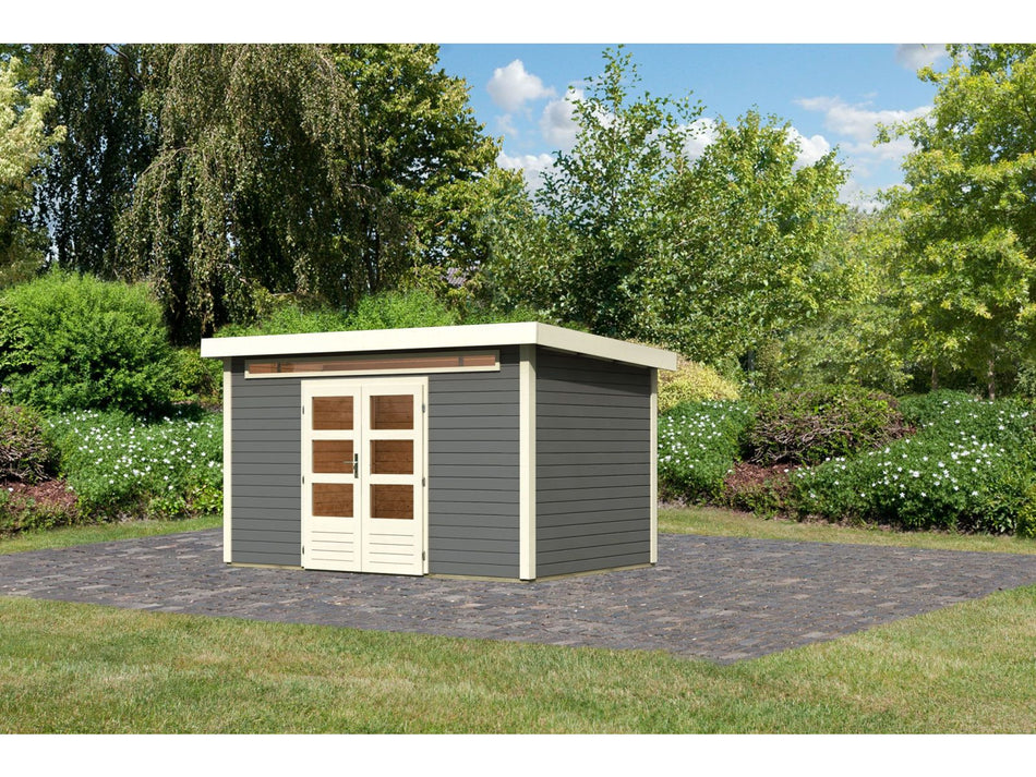 Karibu Gartenhaus Kandern 7 in terragrau 28 mm
