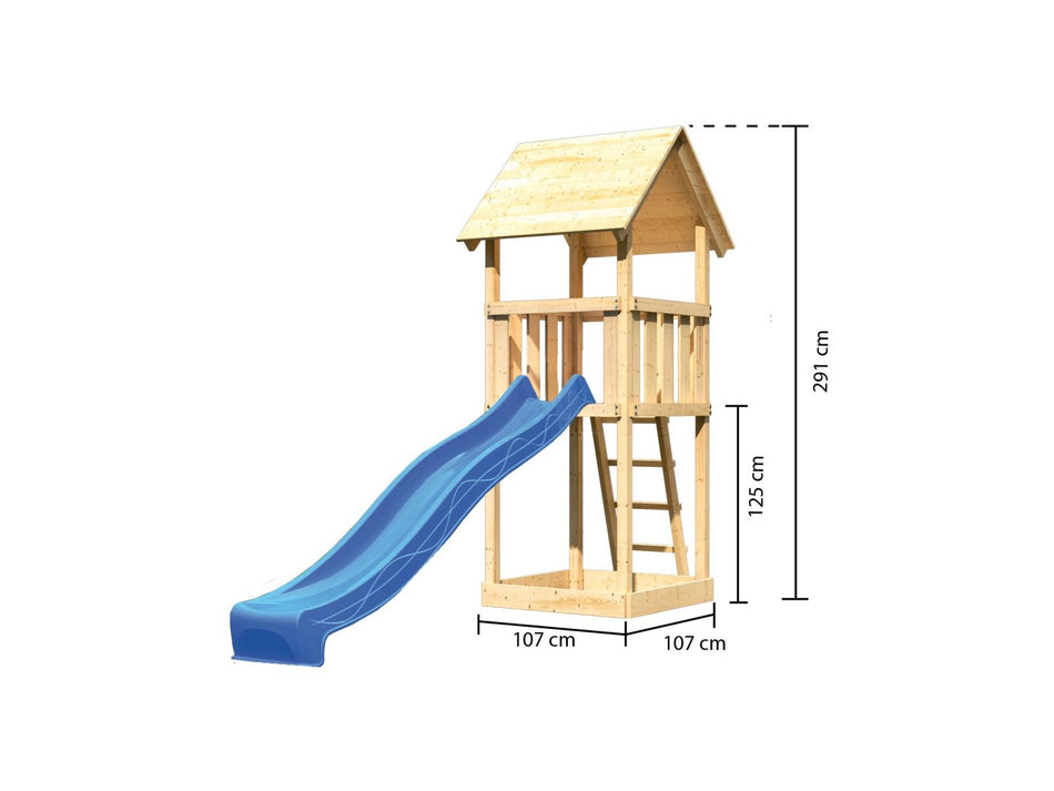 Karibu Spielturm Lotti Set mit Wellenrutsche in blau