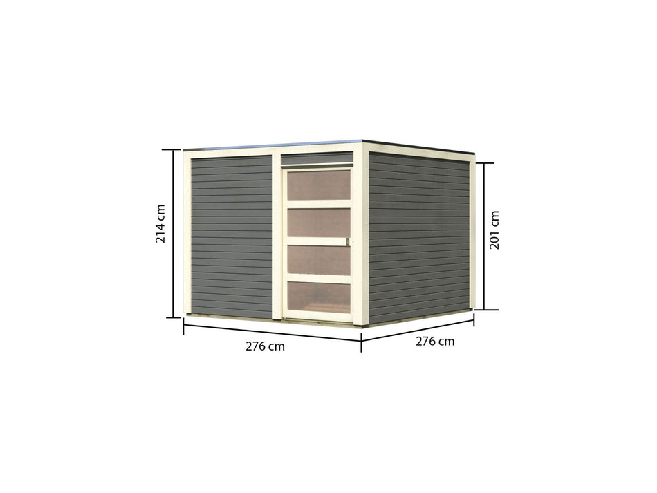 Karibu Gartenhaus Qubic 2 terragrau