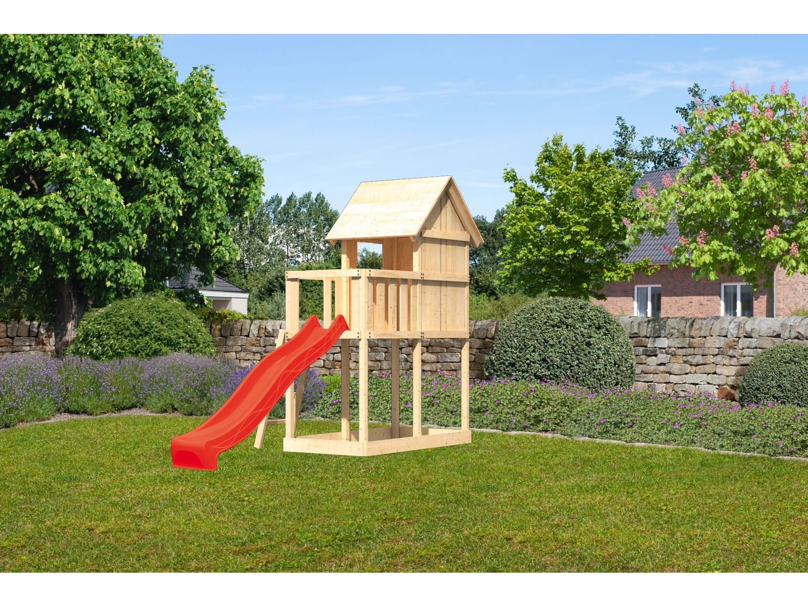 Karibu Stelzenhaus Frieda + Rutsche rot