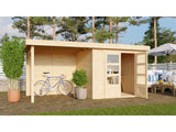 Karibu Gartenhaus Askola 3 mit Anbaudach 2,4 m, Rückwand