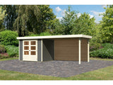 Karibu Gartenhaus Askola 3 mit Anbaudach 2,80 m, Rückwand in terragrau