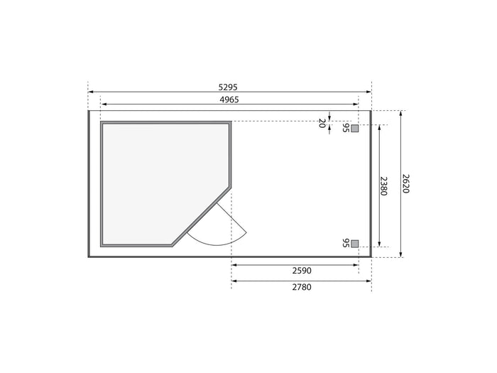 Karibu Gartenhaus Schwandorf 5 terragrau mit Anbaudach 2,8 m inkl. Seiten- und Rückwand