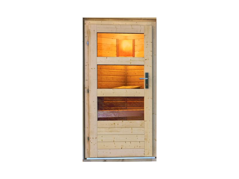 Karibu Türpaket Außensauna Modern, naturbelassen,  40 mm Saunahäuser