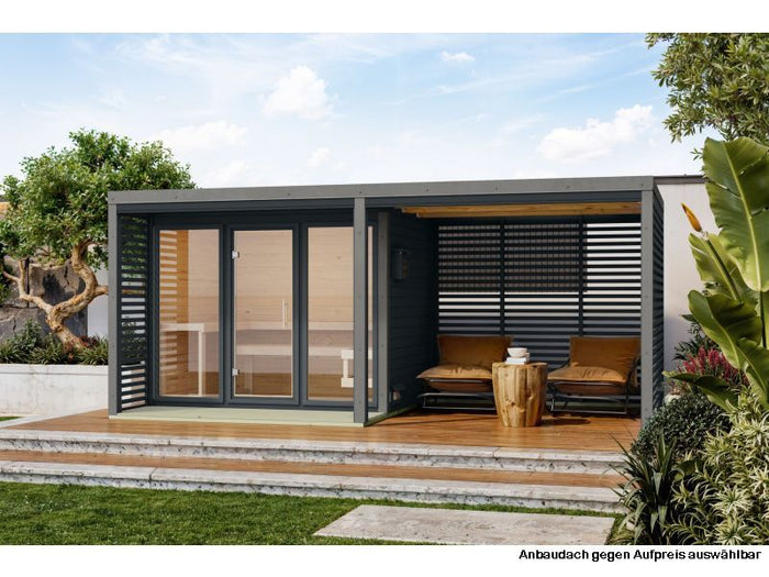 Karibu Hybrid Saunahaus Ares 3, anthrazit/graualuminium -ohne Ofen-