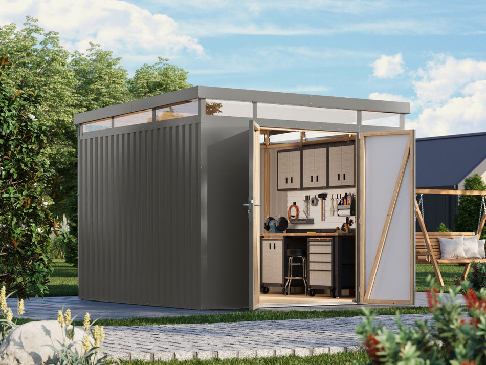 Karibu Metallhaus Aurum 3,5 in Graualuminium