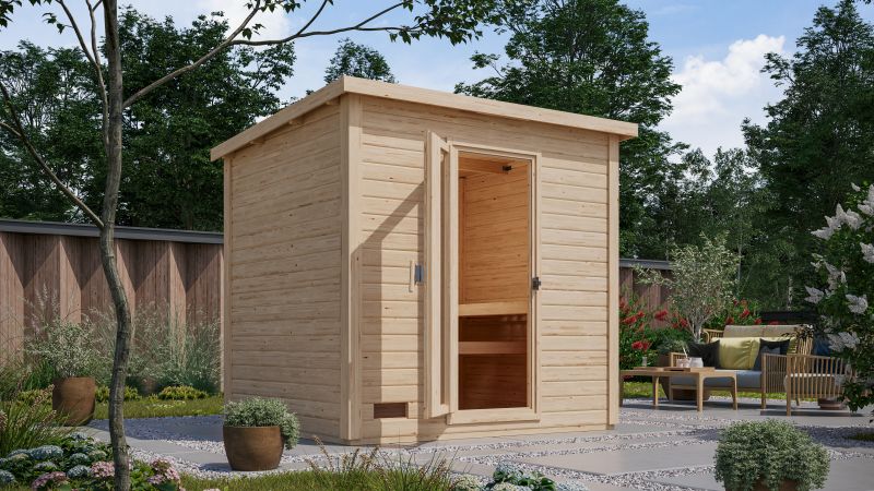 Karibu Saunahaus Hytti 3  38 mm - inkl. 9 kW Ofen integr. Steuerung - inkl. Energiespartür und Fußbo
