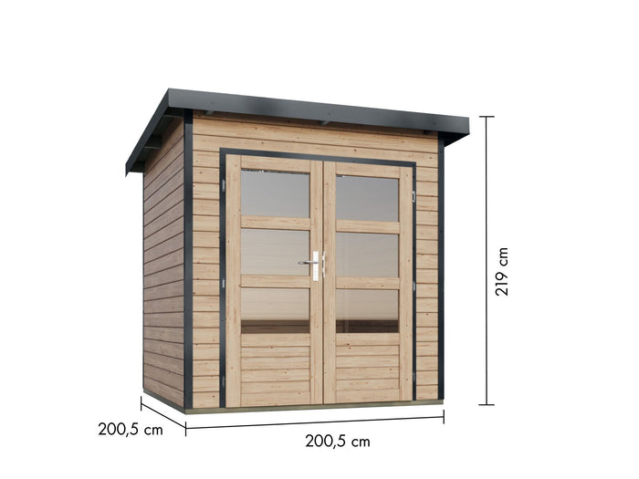 Karibu Hybrid Gartenhaus Pluto 1 A, naturbelassen/anthrazit, 28 mm