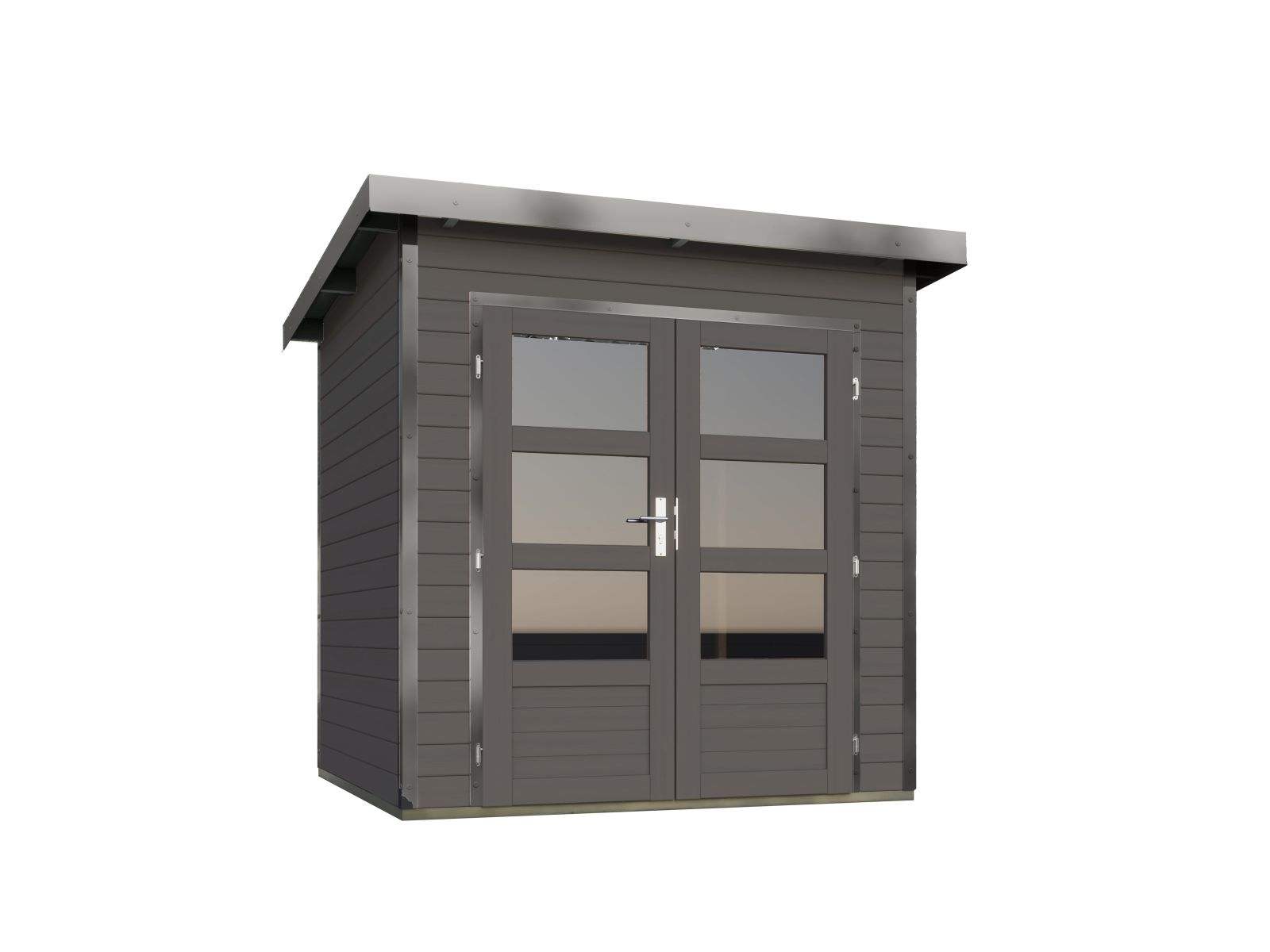 Karibu Hybrid Gartenhaus Pluto 1 B, terragrau/graualuminium, 28 mm