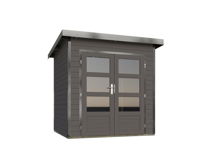 Karibu Hybrid Gartenhaus Pluto 1 B, terragrau/graualuminium, 28 mm