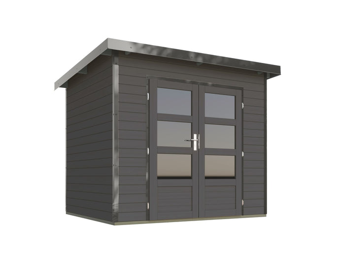 Karibu Hybrid Gartenhaus Pluto 2 B, terragrau/graualuminium, 28 mm