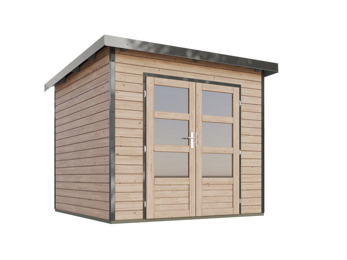 Karibu Hybrid Gartenhaus Pluto 3 A, naturbelassen/graualuminium, 28 mm