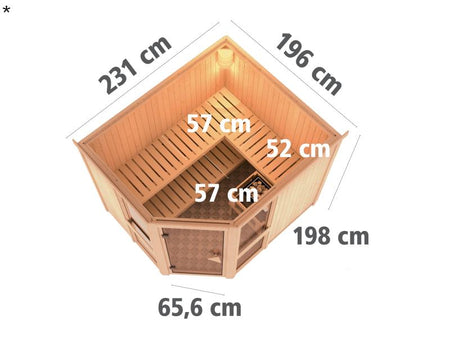 Amelia 3 - Karibu Sauna ohne Ofen - ohne Dachkranz -