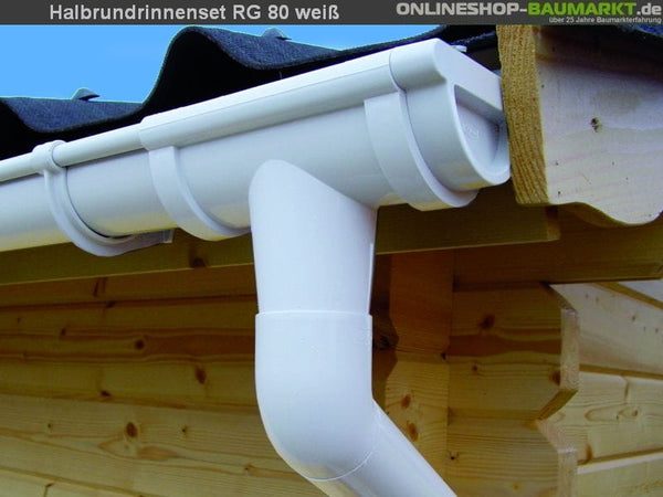 Dachrinnen Set RG 80 weiß 300 cm Pultdach
