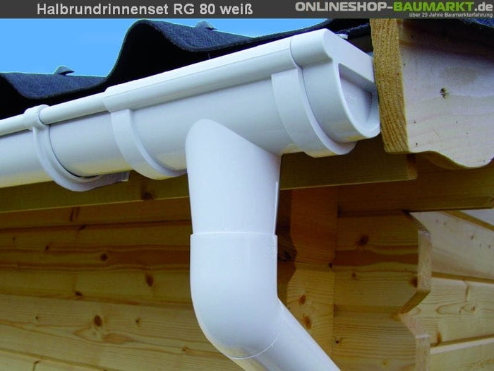 Dachrinnen Set RG 80 weiß 350 cm Pultdach