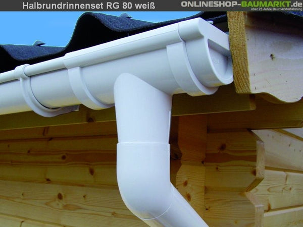 Dachrinnen Set RG 80 weiß 650 cm Pultdach