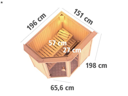 Fiona 1 - Karibu Sauna ohne Ofen - ohne Dachkranz -